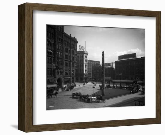 Seattle Pioneer Place, April 21, 1912-Asahel Curtis-Framed Giclee Print