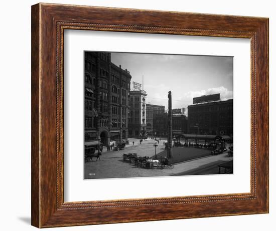 Seattle Pioneer Place, April 21, 1912-Asahel Curtis-Framed Giclee Print