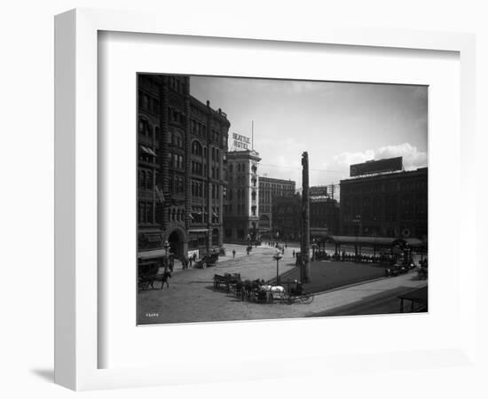 Seattle Pioneer Place, April 21, 1912-Asahel Curtis-Framed Giclee Print