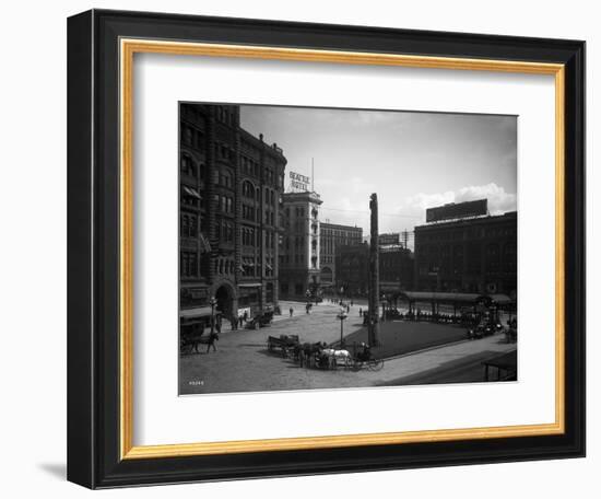 Seattle Pioneer Place, April 21, 1912-Asahel Curtis-Framed Giclee Print