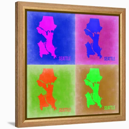 Seattle Pop Art Map 2-NaxArt-Framed Stretched Canvas