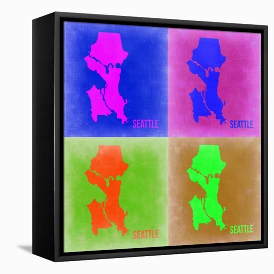 Seattle Pop Art Map 2-NaxArt-Framed Stretched Canvas