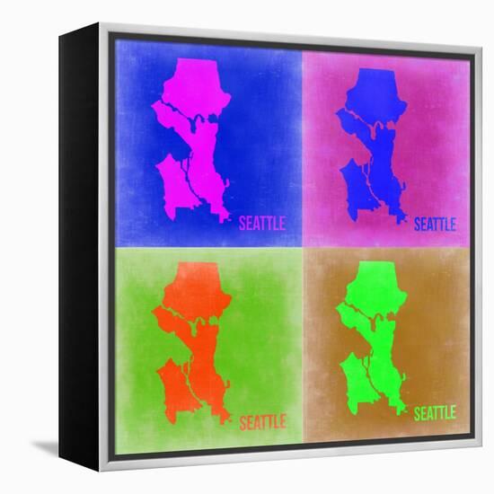 Seattle Pop Art Map 2-NaxArt-Framed Stretched Canvas