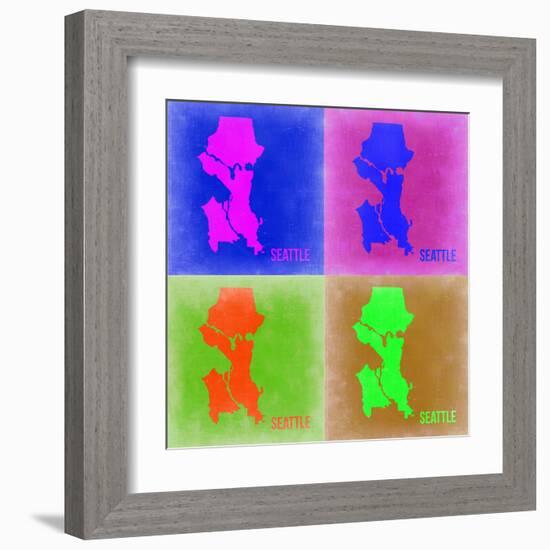 Seattle Pop Art Map 2-NaxArt-Framed Art Print