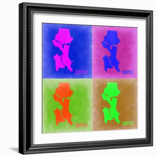 Seattle Pop Art Map 2-NaxArt-Framed Art Print