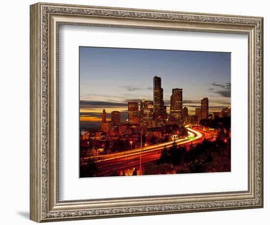 Seattle Skyline at Dusk, Seattle, Washington, USA-Richard Duval-Framed Photographic Print