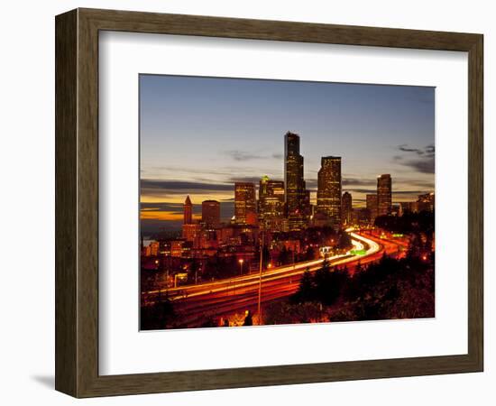 Seattle Skyline at Dusk, Seattle, Washington, USA-Richard Duval-Framed Photographic Print