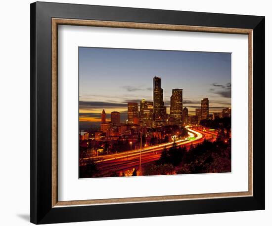 Seattle Skyline at Dusk, Seattle, Washington, USA-Richard Duval-Framed Photographic Print