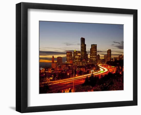 Seattle Skyline at Dusk, Seattle, Washington, USA-Richard Duval-Framed Photographic Print