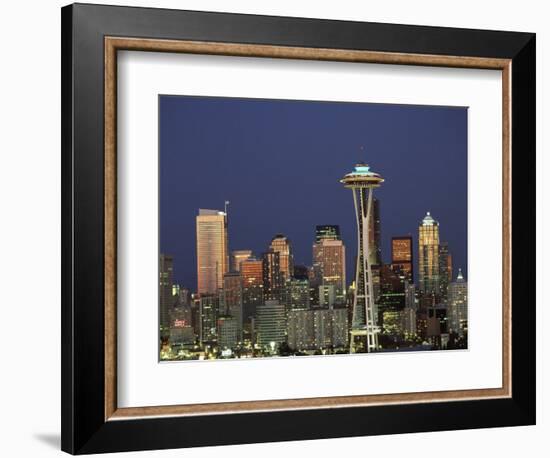 Seattle Skyline at Night, Washington, USA-Adam Jones-Framed Photographic Print