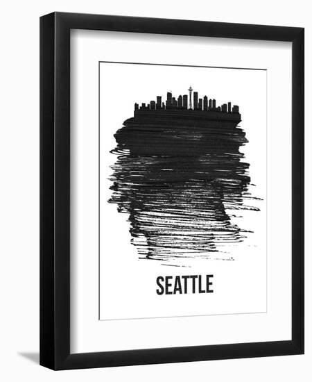 Seattle Skyline Brush Stroke - Black-NaxArt-Framed Art Print