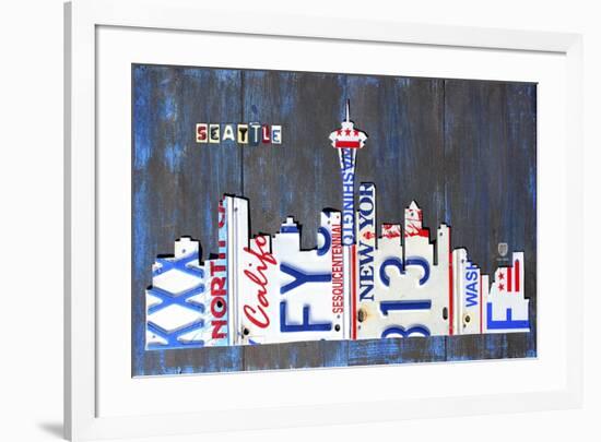 Seattle Skyline License Plate Art-Design Turnpike-Framed Giclee Print
