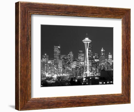 Seattle Skyline Mono-John Gusky-Framed Photographic Print