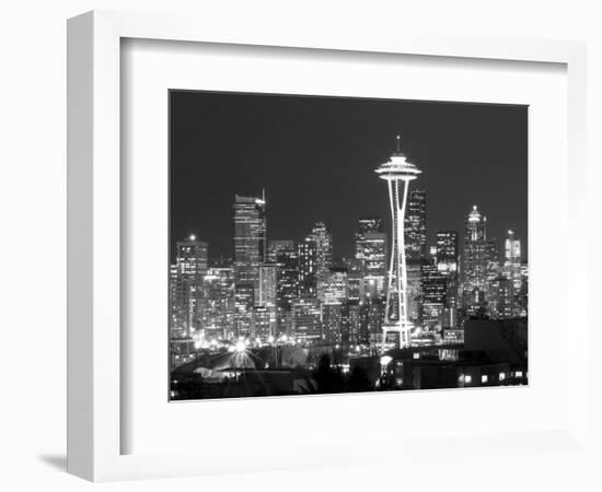 Seattle Skyline Mono-John Gusky-Framed Photographic Print