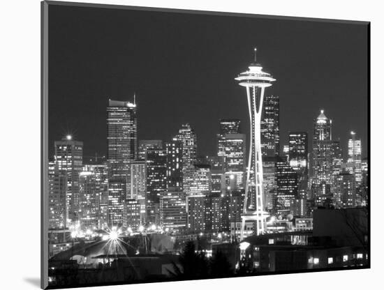 Seattle Skyline Mono-John Gusky-Mounted Photographic Print