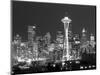 Seattle Skyline Mono-John Gusky-Mounted Photographic Print