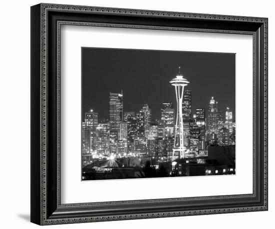 Seattle Skyline Mono-John Gusky-Framed Photographic Print