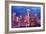 Seattle Skyline with Space Needle at Night-Martina Bleichner-Framed Art Print