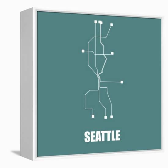 Seattle Teal Subway Map-null-Framed Stretched Canvas