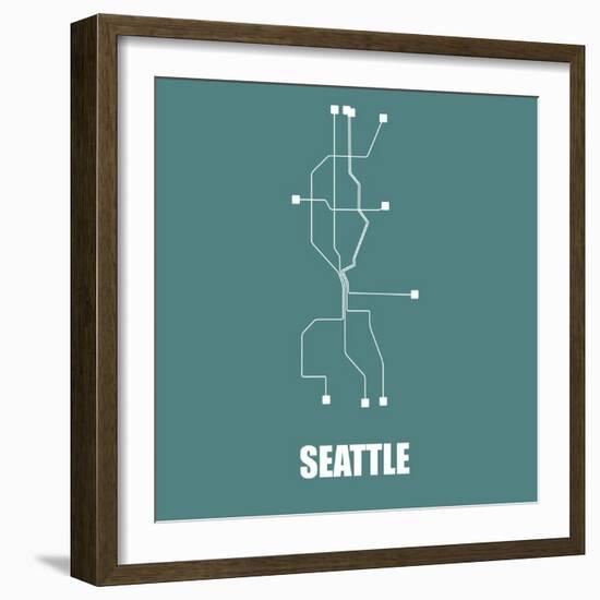 Seattle Teal Subway Map-null-Framed Art Print