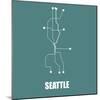 Seattle Teal Subway Map-null-Mounted Art Print