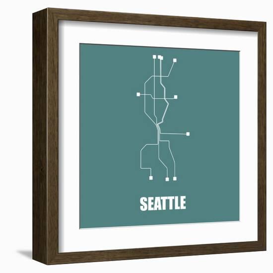 Seattle Teal Subway Map-null-Framed Art Print