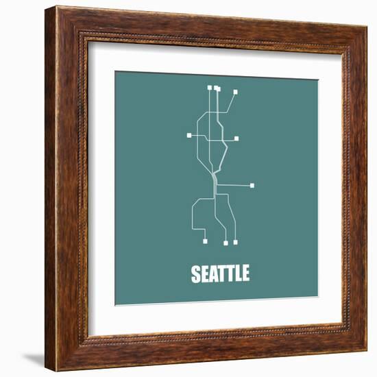 Seattle Teal Subway Map-null-Framed Art Print