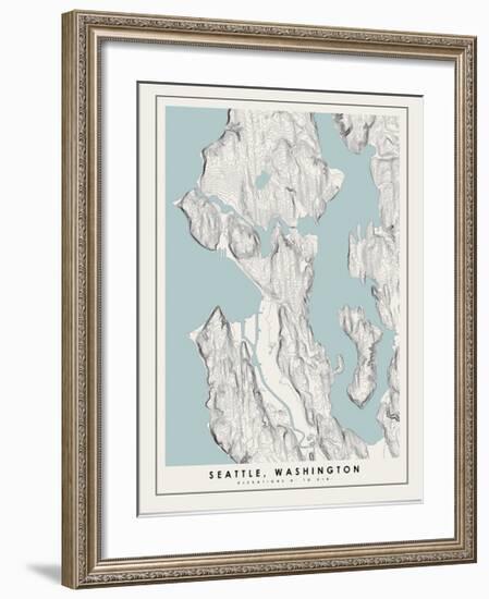 Seattle Topographical Print-null-Framed Art Print