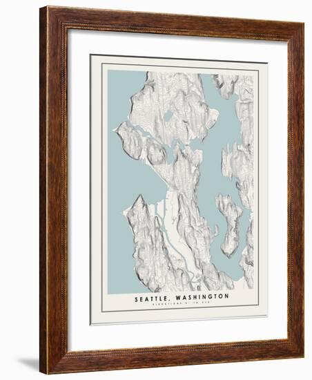 Seattle Topographical Print-null-Framed Art Print