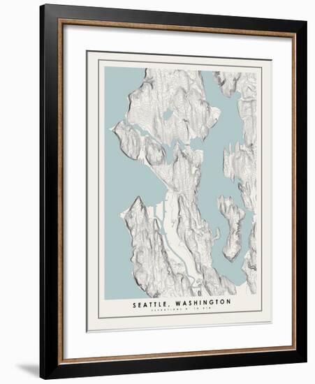 Seattle Topographical Print-null-Framed Art Print