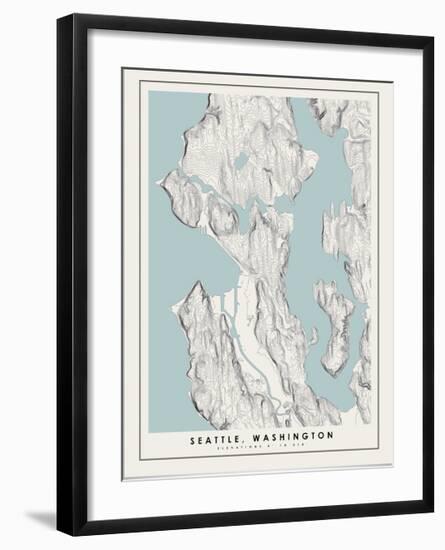 Seattle Topographical Print-null-Framed Art Print