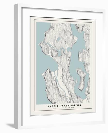 Seattle Topographical Print-null-Framed Art Print