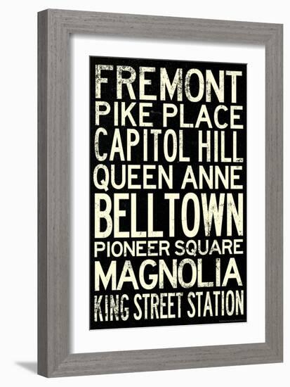 Seattle Transit Style Vintage Retro Metro Travel-null-Framed Premium Giclee Print