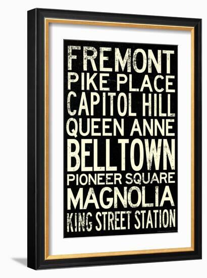 Seattle Transit Style Vintage Retro Metro Travel-null-Framed Premium Giclee Print