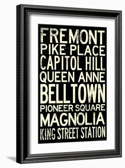 Seattle Transit Style Vintage Retro Metro Travel-null-Framed Art Print