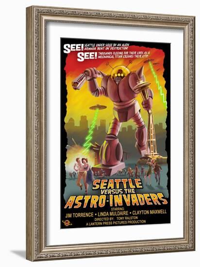 Seattle vs. Astro Invaders-Lantern Press-Framed Art Print