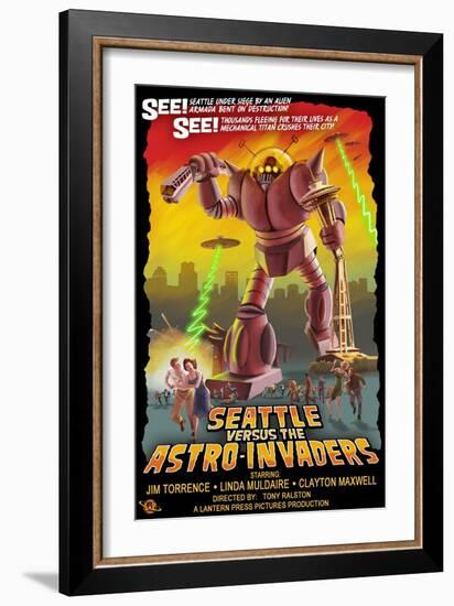 Seattle vs. Astro Invaders-Lantern Press-Framed Art Print