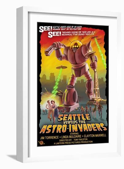 Seattle vs. Astro Invaders-Lantern Press-Framed Art Print