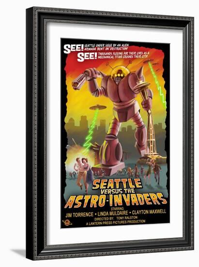 Seattle vs. Astro Invaders-Lantern Press-Framed Art Print