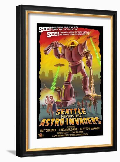 Seattle vs. Astro Invaders-Lantern Press-Framed Art Print