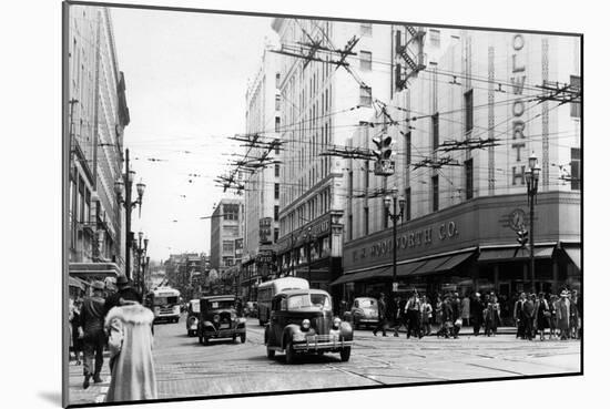 Seattle, WA Street Scene Downtown Photograph - Seattle, WA-Lantern Press-Mounted Art Print