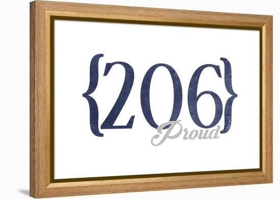 Seattle, Washington - 206 Area Code (Blue)-Lantern Press-Framed Stretched Canvas