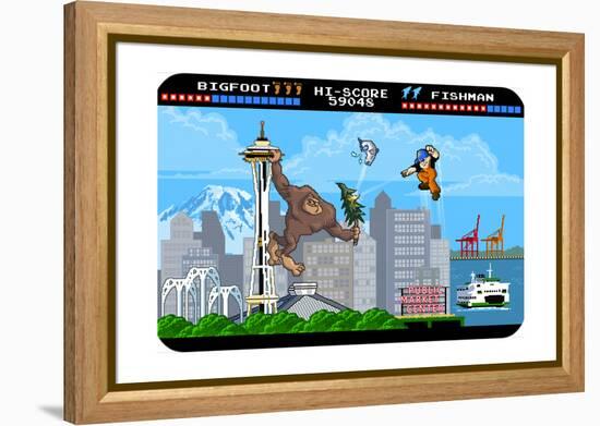 Seattle, Washington - 8 Bit-Lantern Press-Framed Stretched Canvas