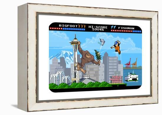 Seattle, Washington - 8 Bit-Lantern Press-Framed Stretched Canvas