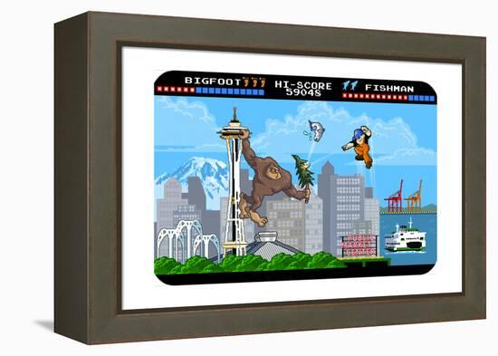 Seattle, Washington - 8 Bit-Lantern Press-Framed Stretched Canvas