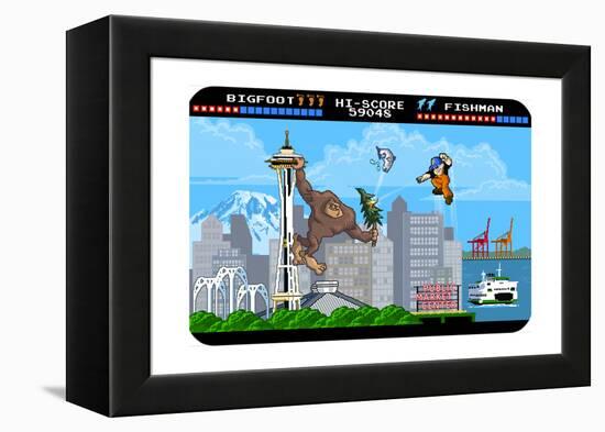 Seattle, Washington - 8 Bit-Lantern Press-Framed Stretched Canvas