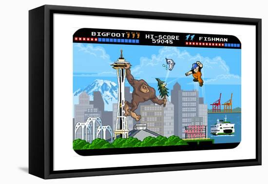 Seattle, Washington - 8 Bit-Lantern Press-Framed Stretched Canvas