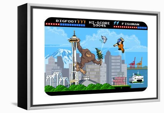 Seattle, Washington - 8 Bit-Lantern Press-Framed Stretched Canvas