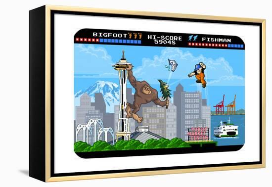 Seattle, Washington - 8 Bit-Lantern Press-Framed Stretched Canvas