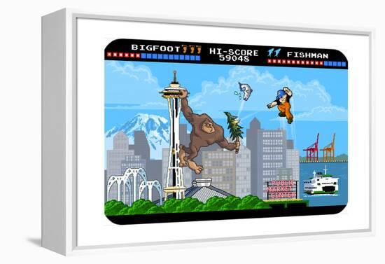 Seattle, Washington - 8 Bit-Lantern Press-Framed Stretched Canvas